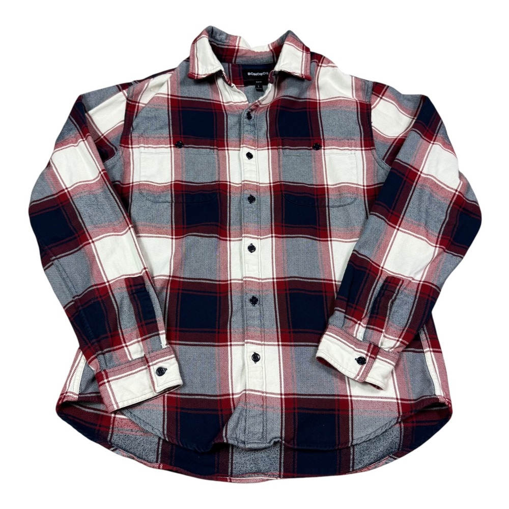 Bonobos Saint Bernard Flannel Plaid Casual Button Down Shirt Men's Large